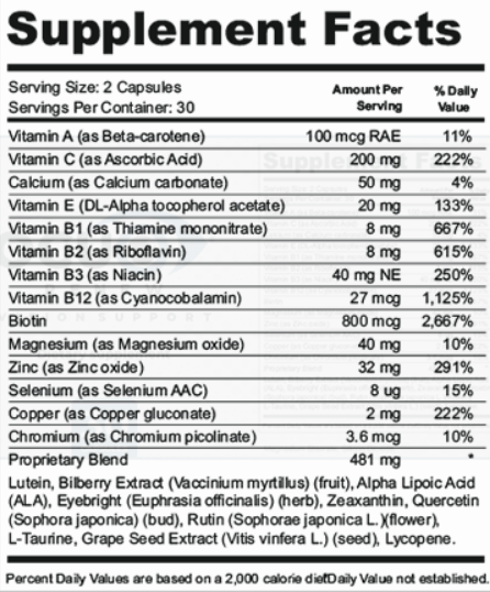 OcuRenew supplement facts